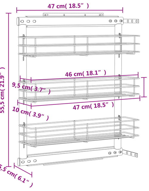 Încărcați imaginea în vizualizatorul Galerie, Coș sârmă bucătărie retractabil 3 raft argintiu 47x15,5x55,5 cm
