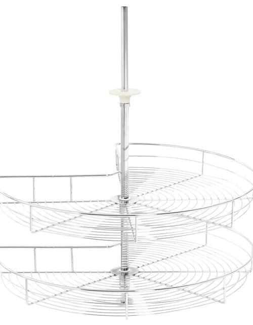 Загрузите изображение в средство просмотра галереи, Coș sârmă bucătărie 2 rafturi, 270 grade, argintiu, 71x71x80 cm
