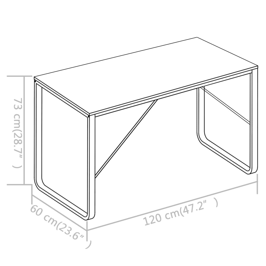 Birou de calculator, negru și stejar, 120 x 60 x 73 cm