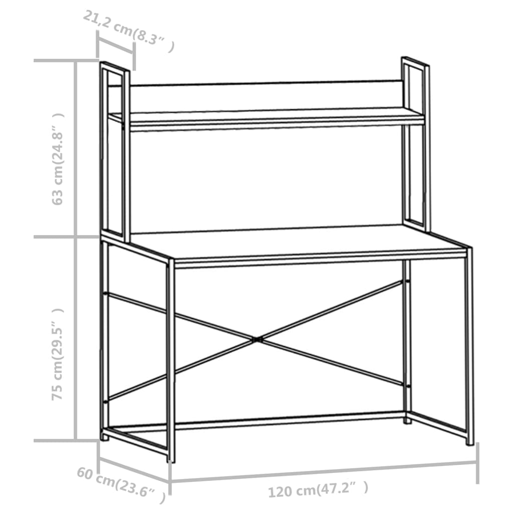 Birou de calculator, negru, 120 x 60 x 138 cm