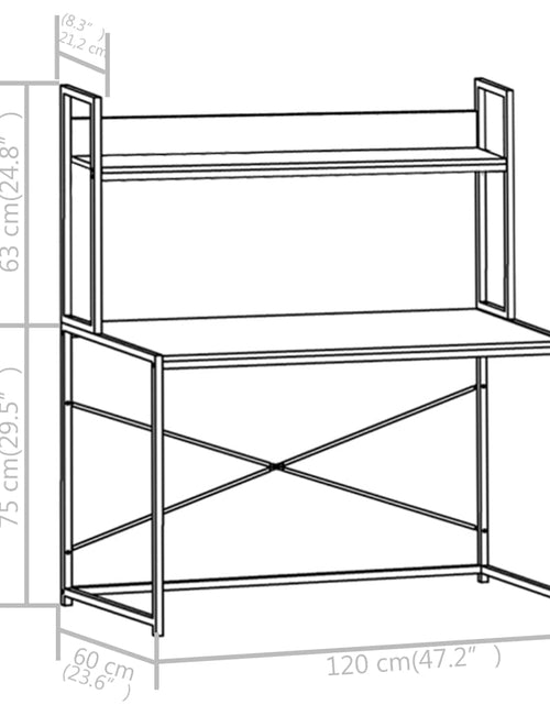 Загрузите изображение в средство просмотра галереи, Birou de calculator, alb și stejar, 120 x 60 x 138 cm
