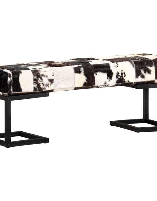 Încărcați imaginea în vizualizatorul Galerie, Bancă, negru, 110 cm, piele naturală de capră, model petice
