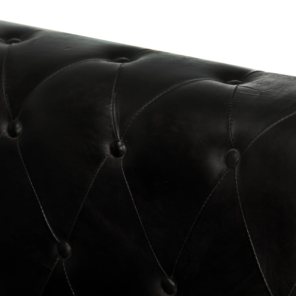Canapea chesterfield cu 2 locuri, negru, piele naturală