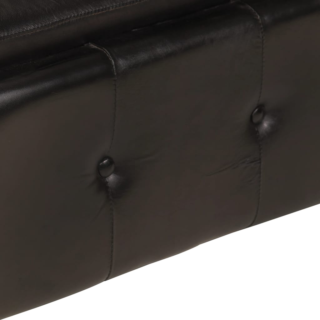 Canapea chesterfield cu 2 locuri, negru, piele naturală