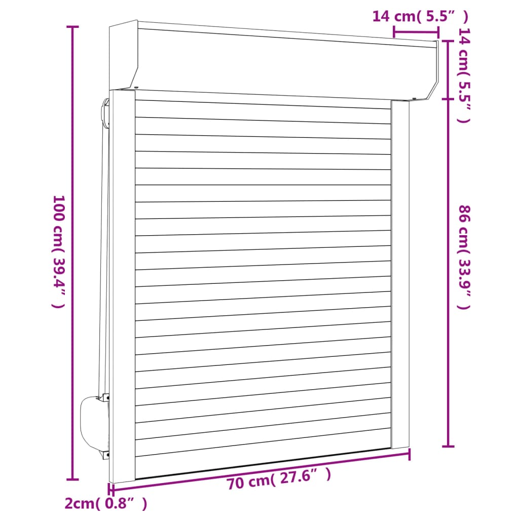 Oblon rulant, antracit, 70 x 100 cm, aluminiu