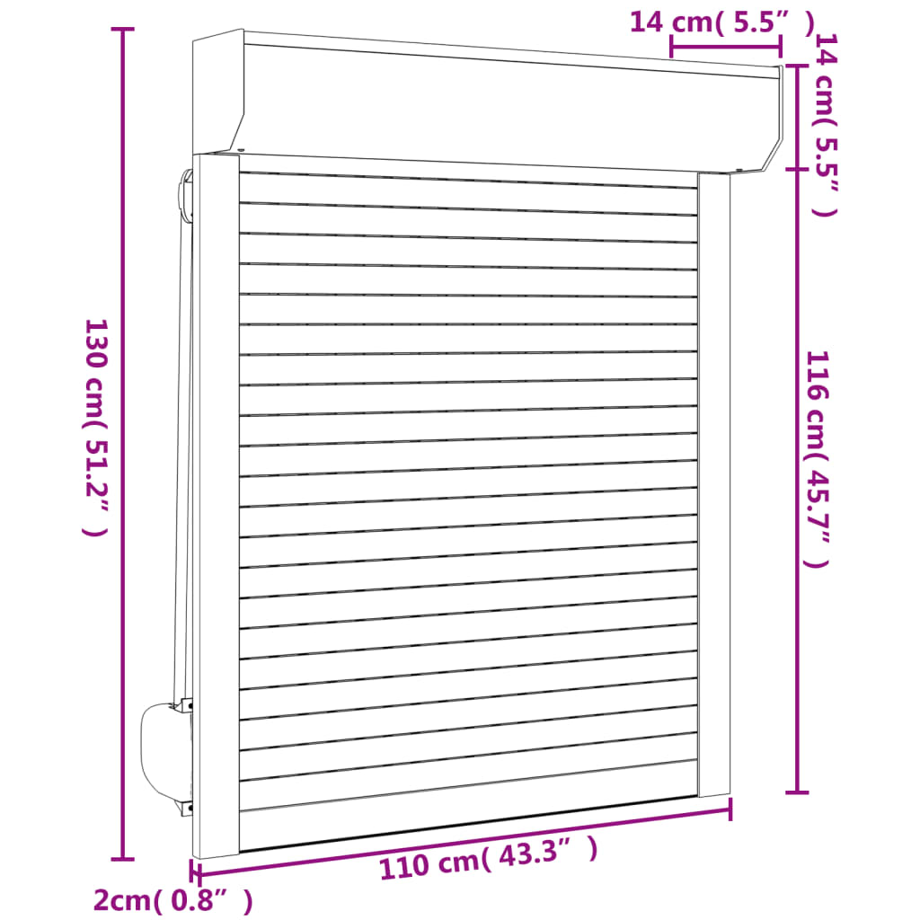 Oblon rulant, antracit, 110 x 130 cm, aluminiu - Lando