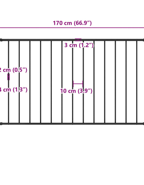 Загрузите изображение в средство просмотра галереи, Panou de gard cu stâlpi, negru, 1,7 x 0,75 m, oțel
