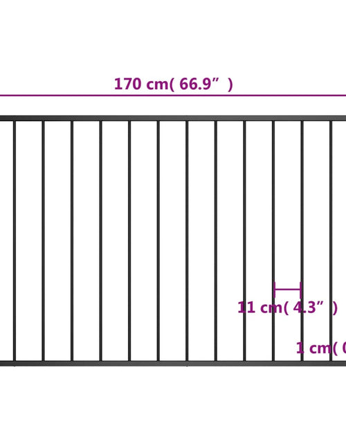 Încărcați imaginea în vizualizatorul Galerie, Panou de gard, negru, 1,7 x 1,25 m, oțel vopsit electrostatic
