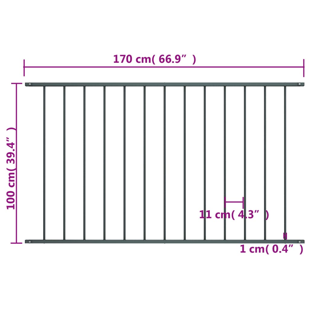 Panou de gard, antracit, 1,7 x 1 m, oțel vopsit electrostatic