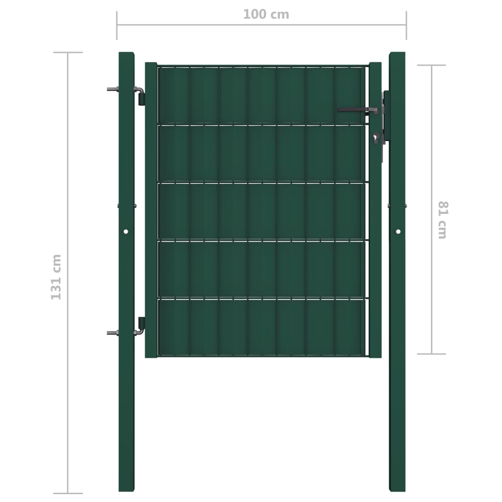 Poartă de gard, verde, 100x81 cm, PVC și oțel