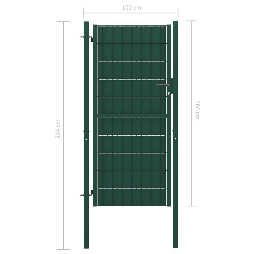 Poartă de gard, verde, 100x164 cm, PVC și oțel