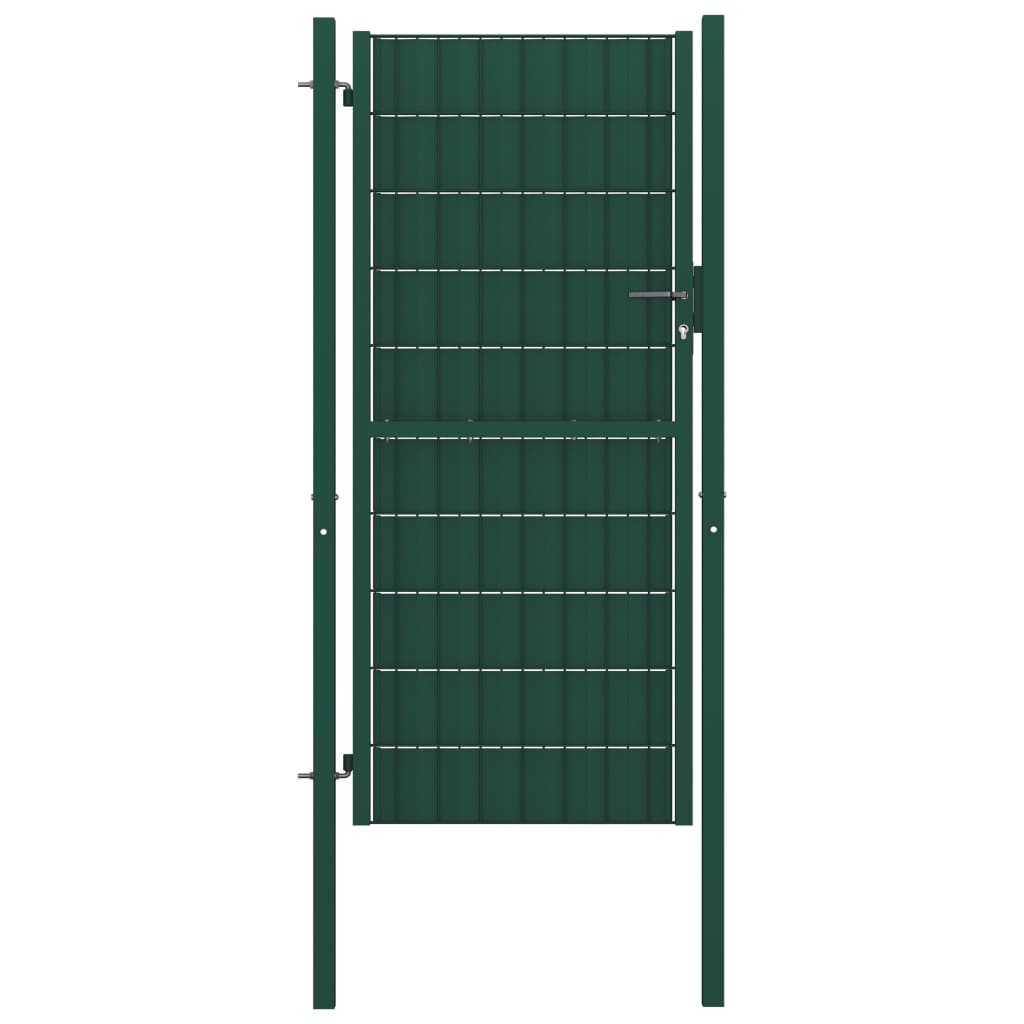 Poartă de gard, verde, 100x204 cm, PVC și oțel