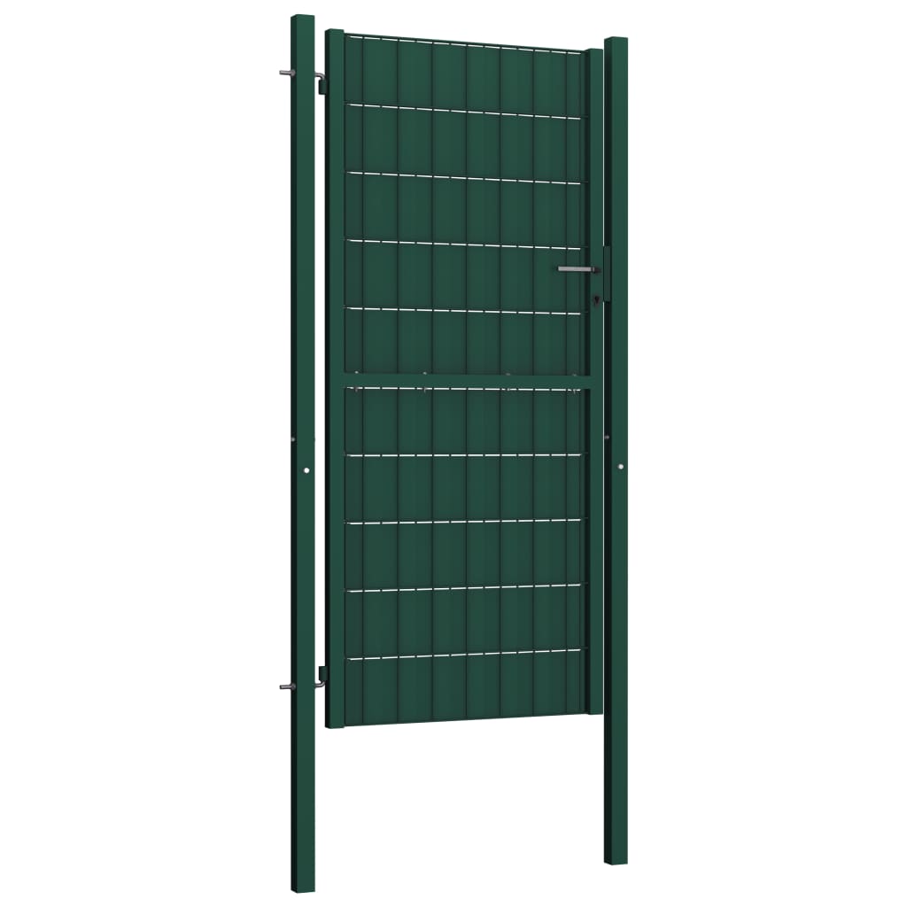 Poartă de gard, verde, 100x204 cm, PVC și oțel