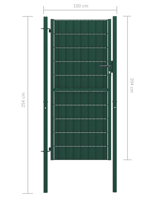 Загрузите изображение в средство просмотра галереи, Poartă de gard, verde, 100x204 cm, PVC și oțel
