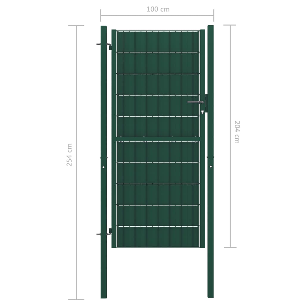 Poartă de gard, verde, 100x204 cm, PVC și oțel