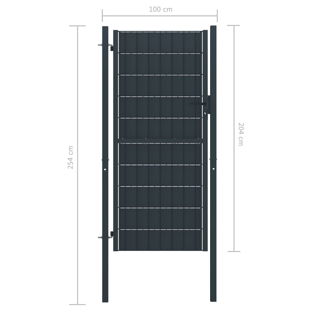 Poartă de gard, antracit, 100x204 cm, PVC și oțel