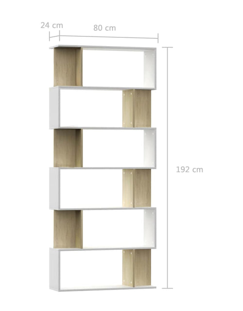 Încărcați imaginea în vizualizatorul Galerie, Bibliotecă/Separator cameră alb &amp; stejar Sonoma 80x24x192cm PAL
