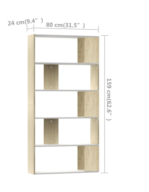 Загрузите изображение в средство просмотра галереи, Bibliotecă/Separator cameră alb&amp;stejar sonoma 80x24x159 cm PAL
