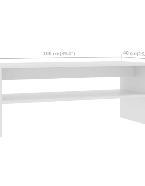 Загрузите изображение в средство просмотра галереи, Măsuță de cafea, alb, 100x40x40 cm, lemn prelucrat
