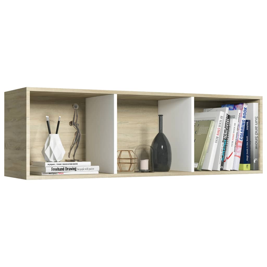 Bibliotecă/Dulap TV alb/stejar sonoma 36x30x114cm lemn compozit