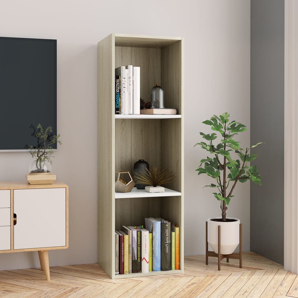 Bibliotecă/Dulap TV alb/stejar sonoma 36x30x114cm lemn compozit