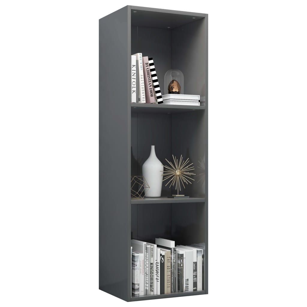 Bibliotecă/Dulap TV gri extralucios 36x30x114 cm lemn prelucrat