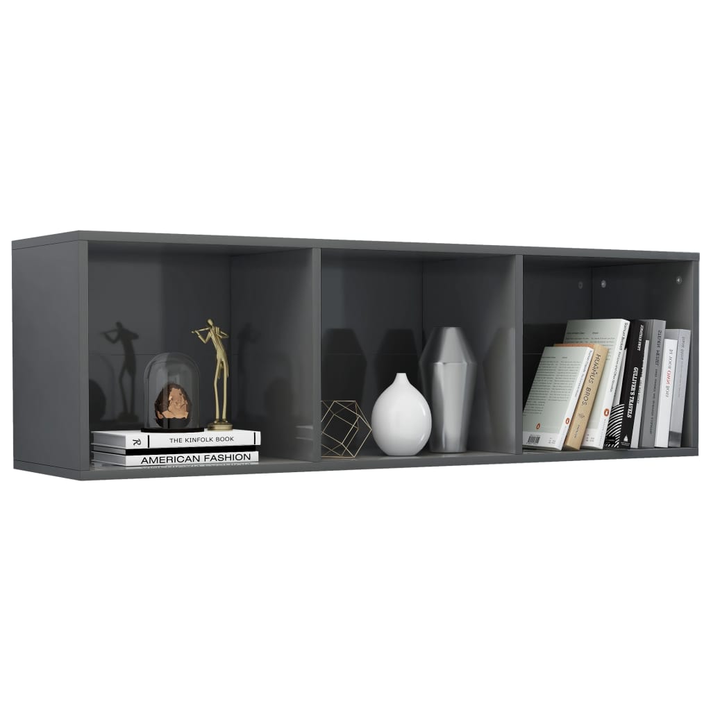 Bibliotecă/Dulap TV gri extralucios 36x30x114 cm lemn prelucrat