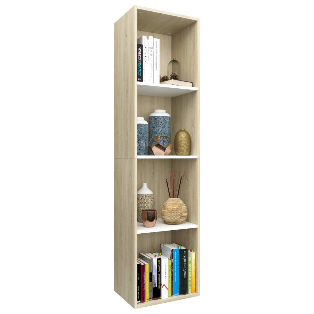 Bibliotecă/Dulap TV alb/stejar sonoma 36x30x143cm lemn compozit