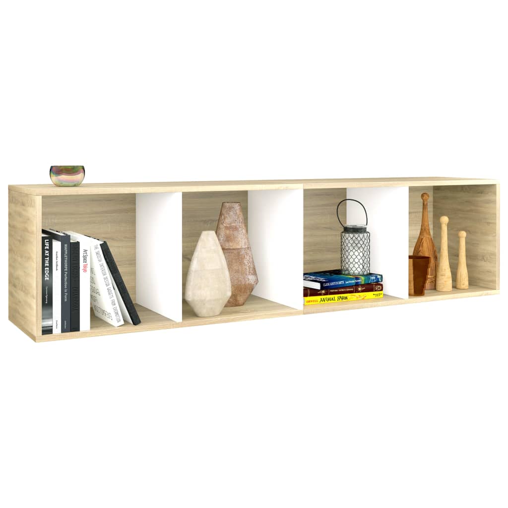 Bibliotecă/Dulap TV alb/stejar sonoma 36x30x143cm lemn compozit