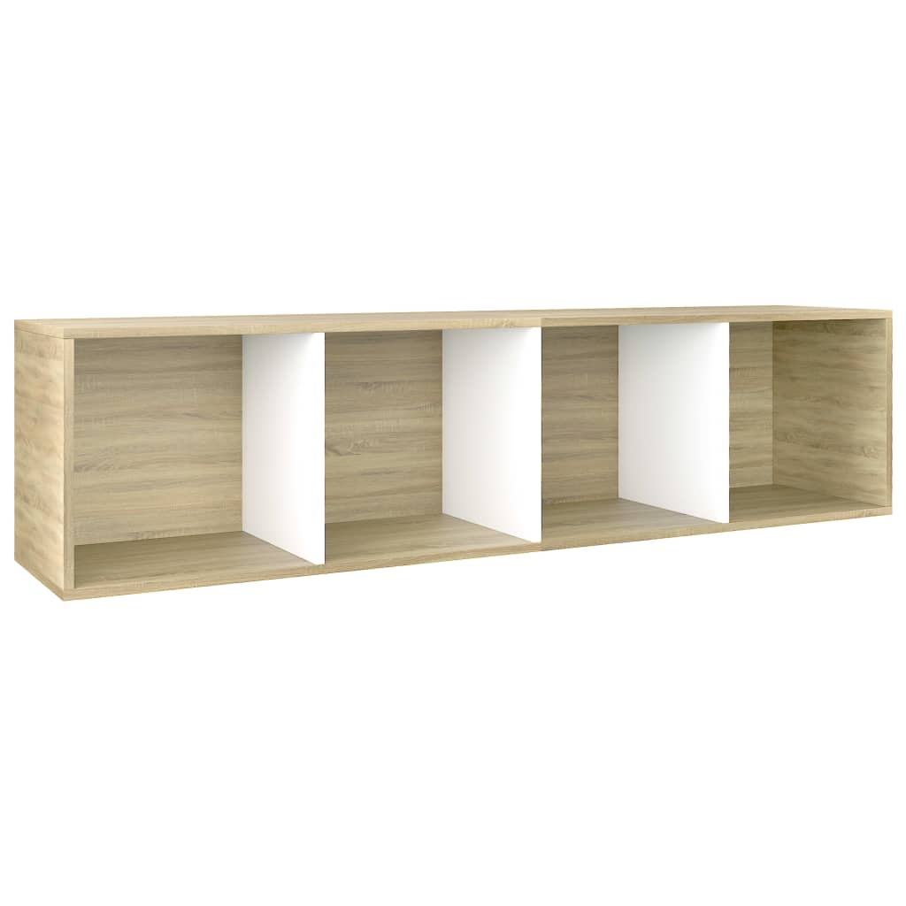 Bibliotecă/Dulap TV alb/stejar sonoma 36x30x143cm lemn compozit