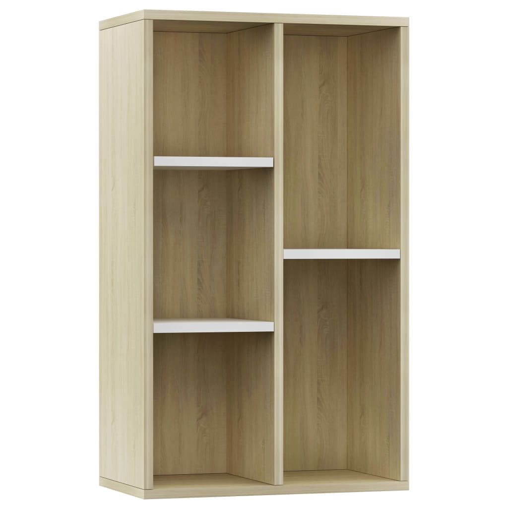 Bibliotecă/Servantă alb&stejar sonoma 50x25x80cm lemn prelucrat