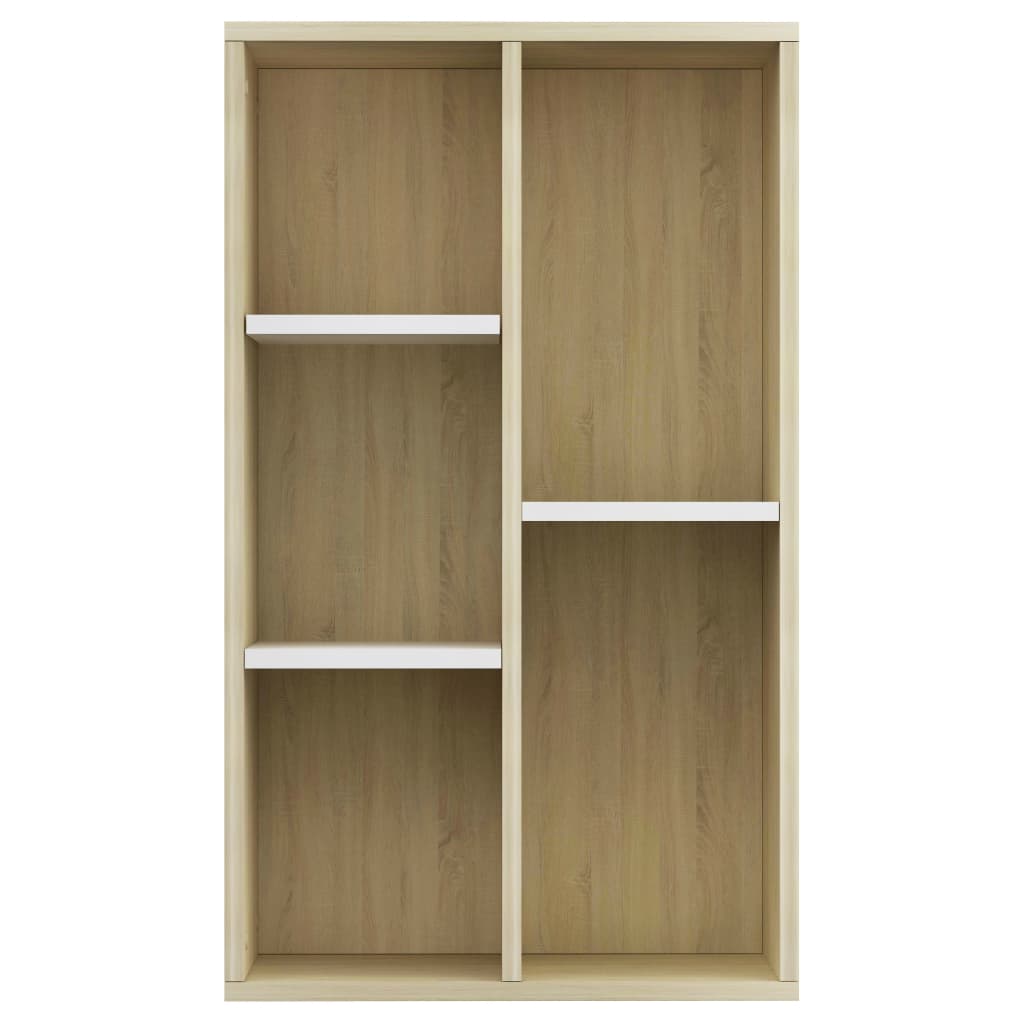 Bibliotecă/Servantă alb&stejar sonoma 50x25x80cm lemn prelucrat