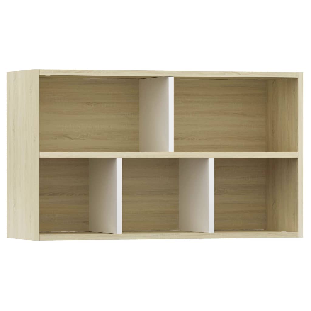 Bibliotecă/Servantă alb&stejar sonoma 50x25x80cm lemn prelucrat