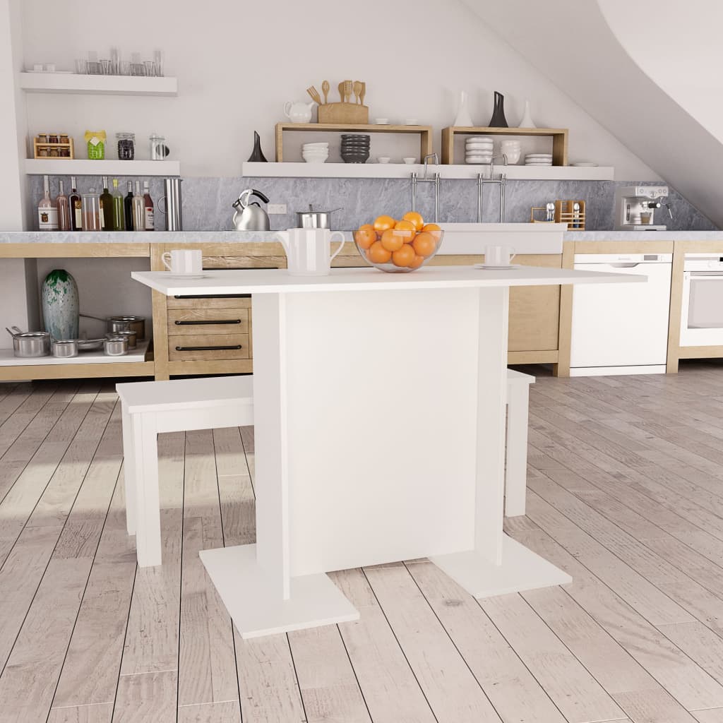 Masă de bucătărie, alb, 110x60x75 cm, PAL