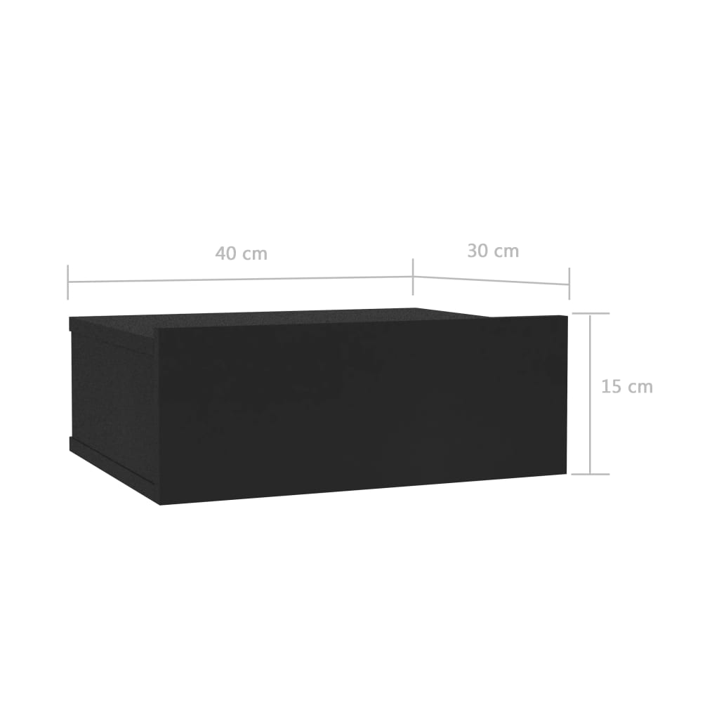 Noptiere suspendate, 2 buc., negru, 40x30x15 cm, lemn prelucrat