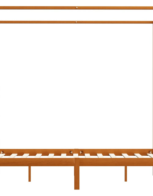 Încărcați imaginea în vizualizatorul Galerie, Cadru pat cu baldachin, maro miere, 120x200 cm, lemn masiv pin
