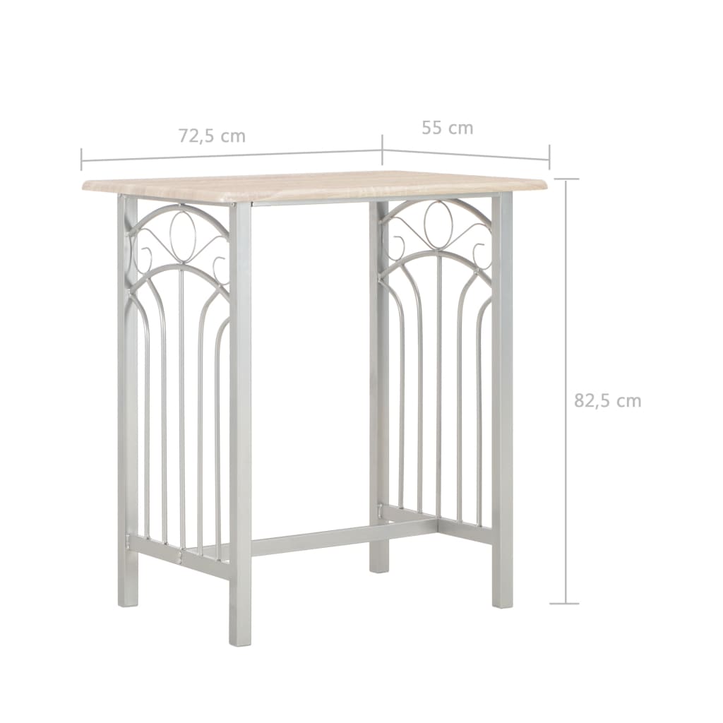 Set mobilier de bar, 3 piese, lemn și oțel