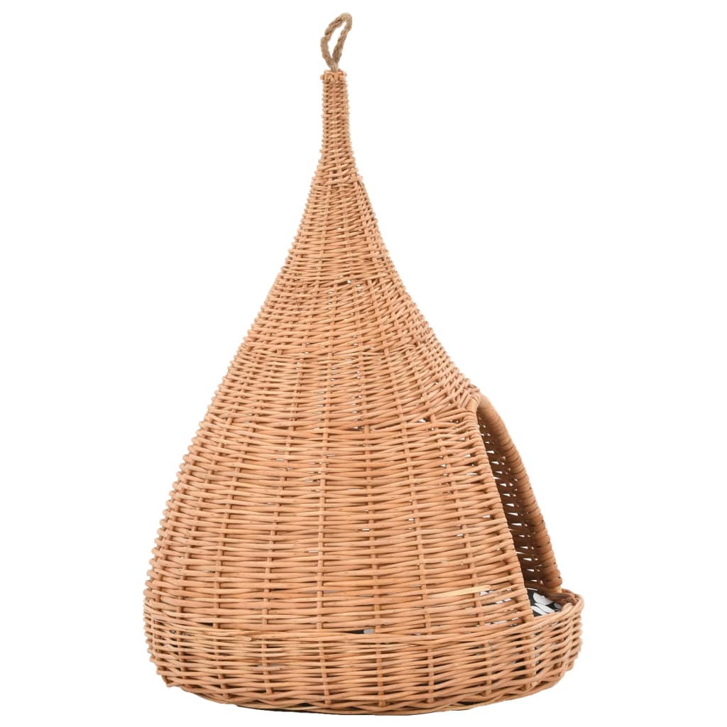 Casă pentru pisici cu pernă, 40x60 cm, salcie naturală, teepee