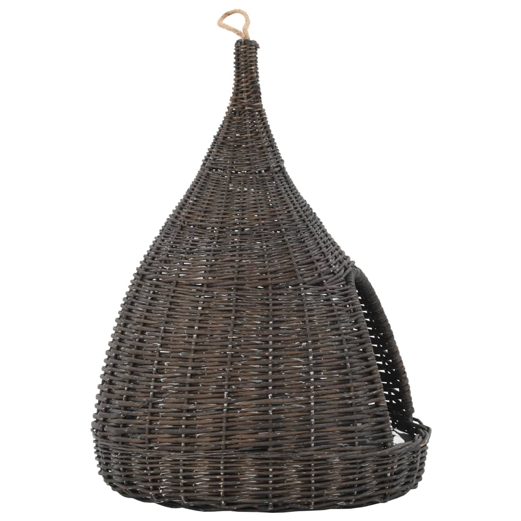 Casă de pisici cu pernă, gri, 40x60 cm, salcie naturală, teepee