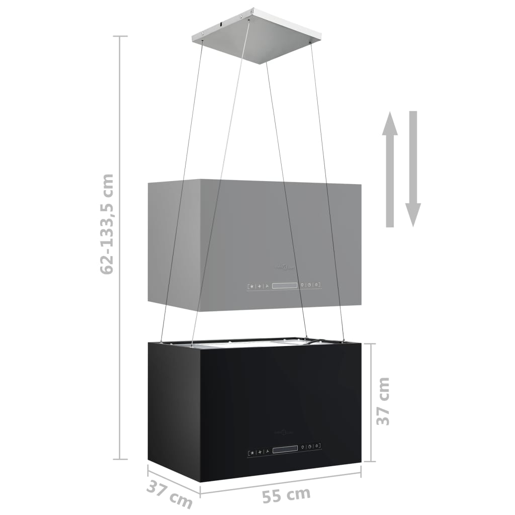 Hotă suspendată insulă LCD senzor tactil 55 cm oțel