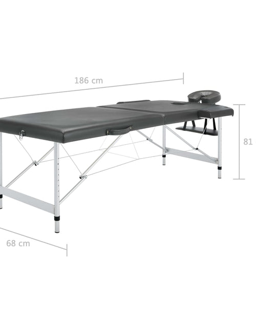 Încărcați imaginea în vizualizatorul Galerie, Masă de masaj cu 2 zone, cadru aluminiu, antracit, 186 x 68 cm
