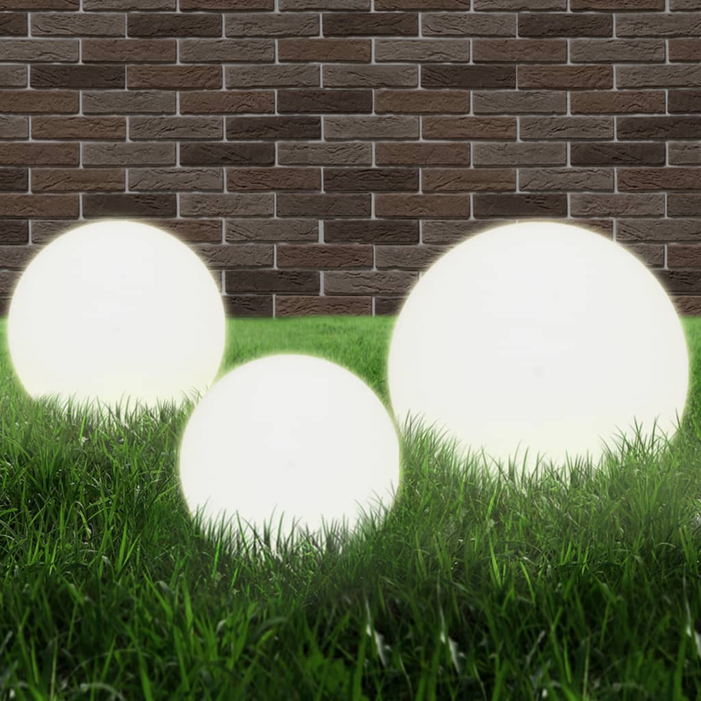 Set lămpi glob cu LED, 6 buc., 20/30/40 cm, PMMA, sferic