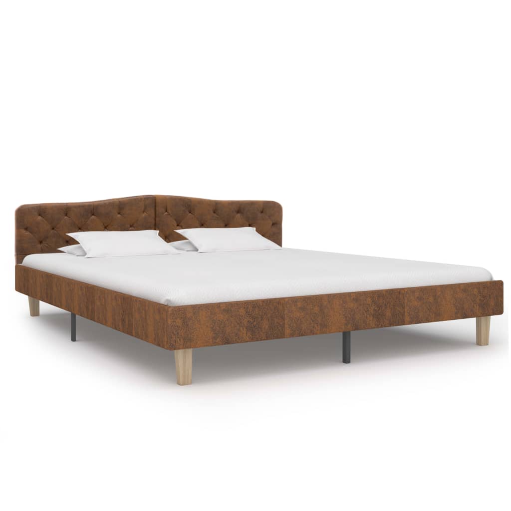 Cadru de pat, maro, 180x200 cm, piele întoarsă ecologică