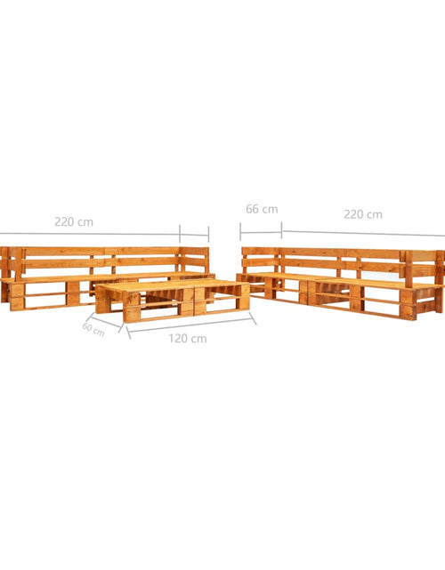 Încărcați imaginea în vizualizatorul Galerie, Set mobilier grădină din paleți, 6 piese, maro miere, lemn
