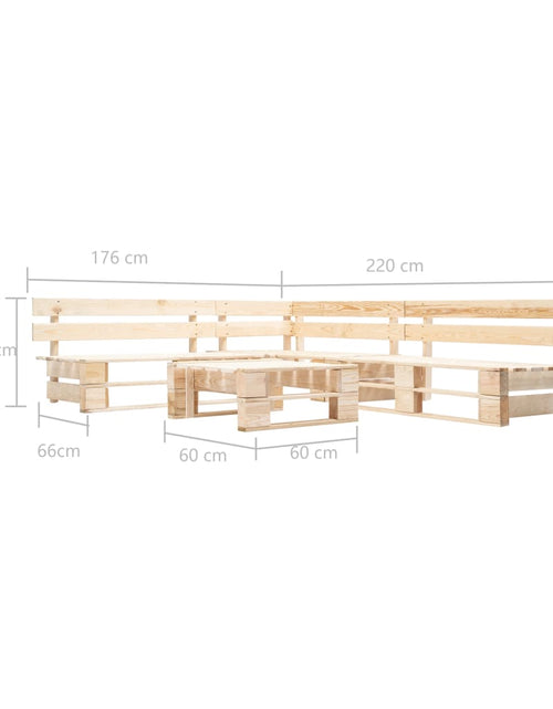 Încărcați imaginea în vizualizatorul Galerie, Set mobilier de grădină din paleți, 4 piese, natural, lemn
