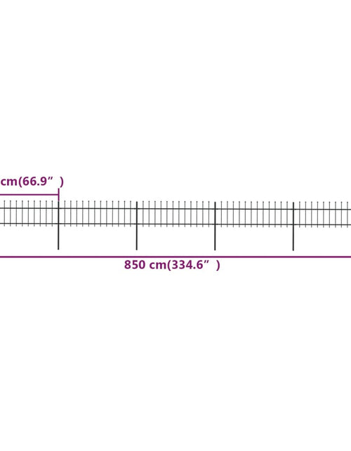 Загрузите изображение в средство просмотра галереи, Gard de grădină cu vârf suliță, negru, 8,5 m, oțel
