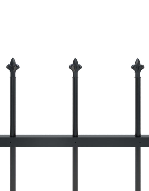 Загрузите изображение в средство просмотра галереи, Gard de grădină cu vârf suliță, negru, 11,9 m, oțel
