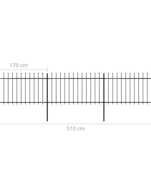 Încărcați imaginea în vizualizatorul Galerie, Gard de grădină cu vârf suliță, negru, 5,1 m, oțel
