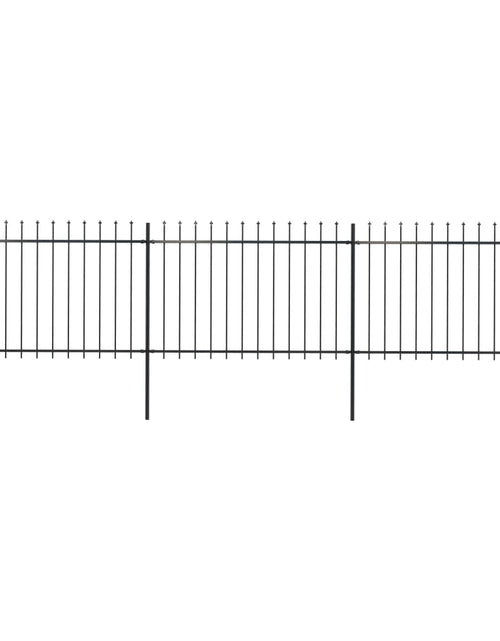 Загрузите изображение в средство просмотра галереи, Gard de grădină cu vârf suliță, negru, 5,1 m, oțel
