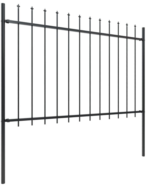 Загрузите изображение в средство просмотра галереи, Gard de grădină cu vârf suliță, negru, 5,1 m, oțel
